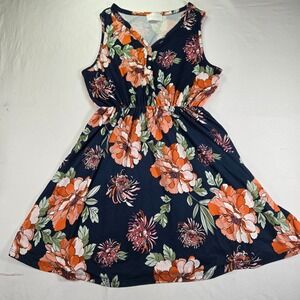French Grey XXL Dress Womens Sleeveless Floral Print Casual Summer Sun Dress